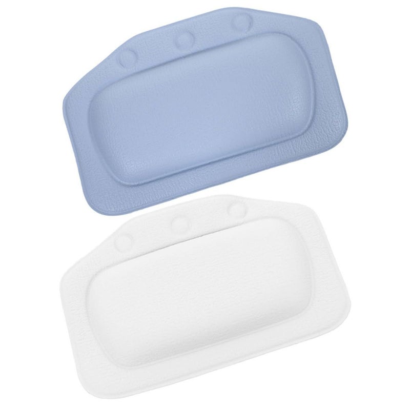 Bath Pillow Set with Suction Cups for Bathtub Head Support Blue and White - Image 2