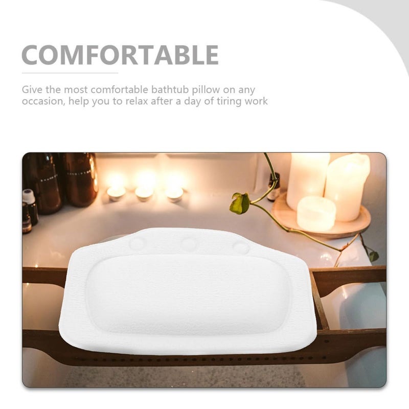Bath Pillow Set with Suction Cups for Bathtub Head Support Blue and White - Image 4