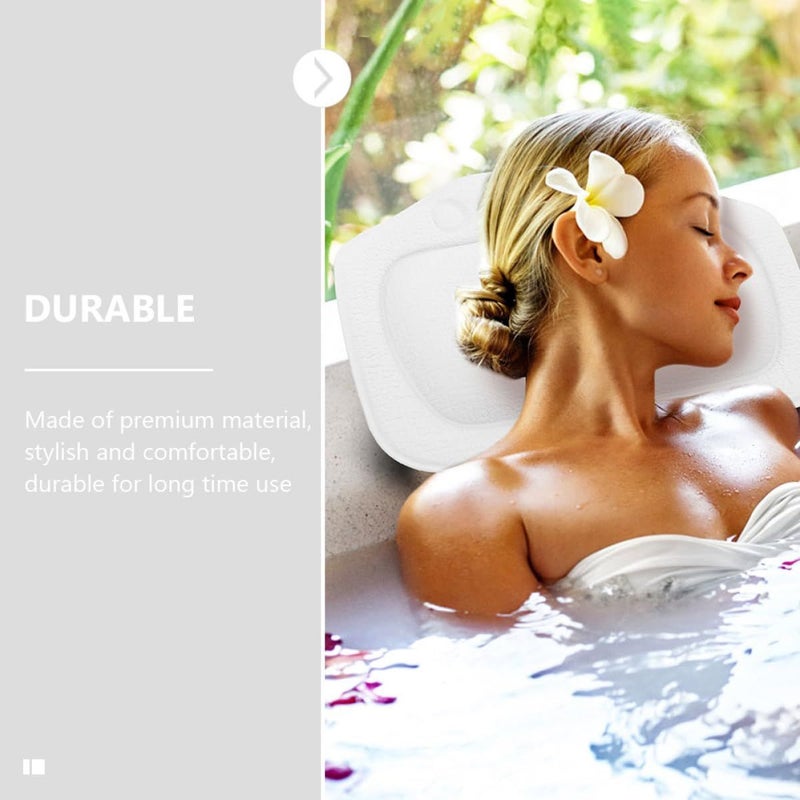 Bath Pillow Set with Suction Cups for Bathtub Head Support Blue and White - Image 5