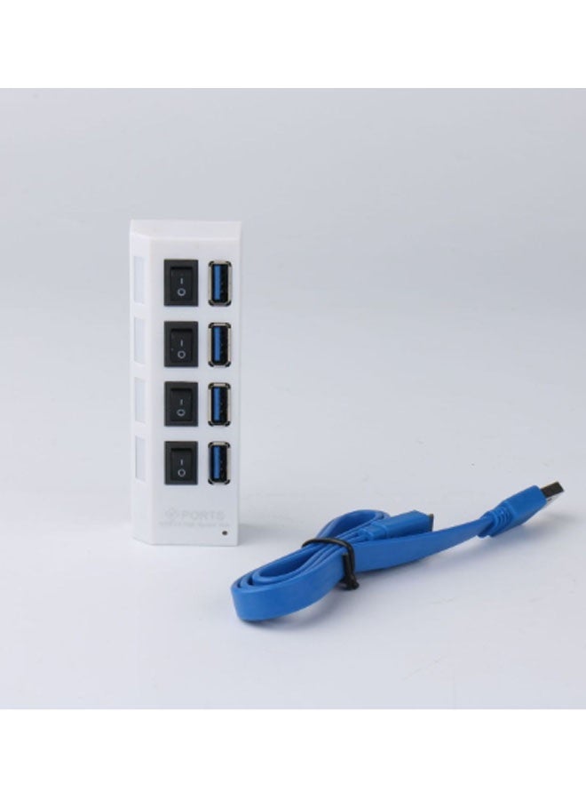 CF 4-port USB hub with independent switch, high-speed 4-port USB 3.0 hub, USB flash drive reader, and USB flash drive reader (white) - Image 2