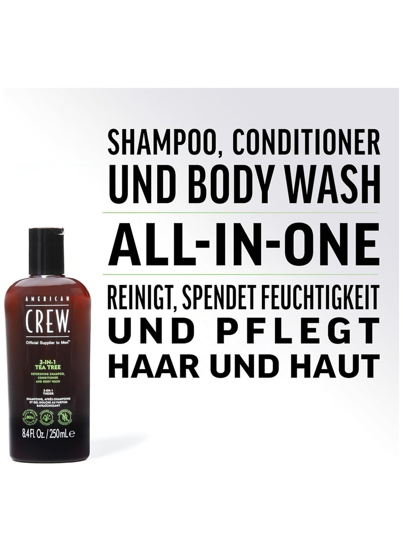 AMERICAN CREW American Crew Tea Tree 3-in-1 Refreshing Shampoo, Conditioner, and Body Wash - 450ml | All-in-One Hair and Body Care  - Image 3