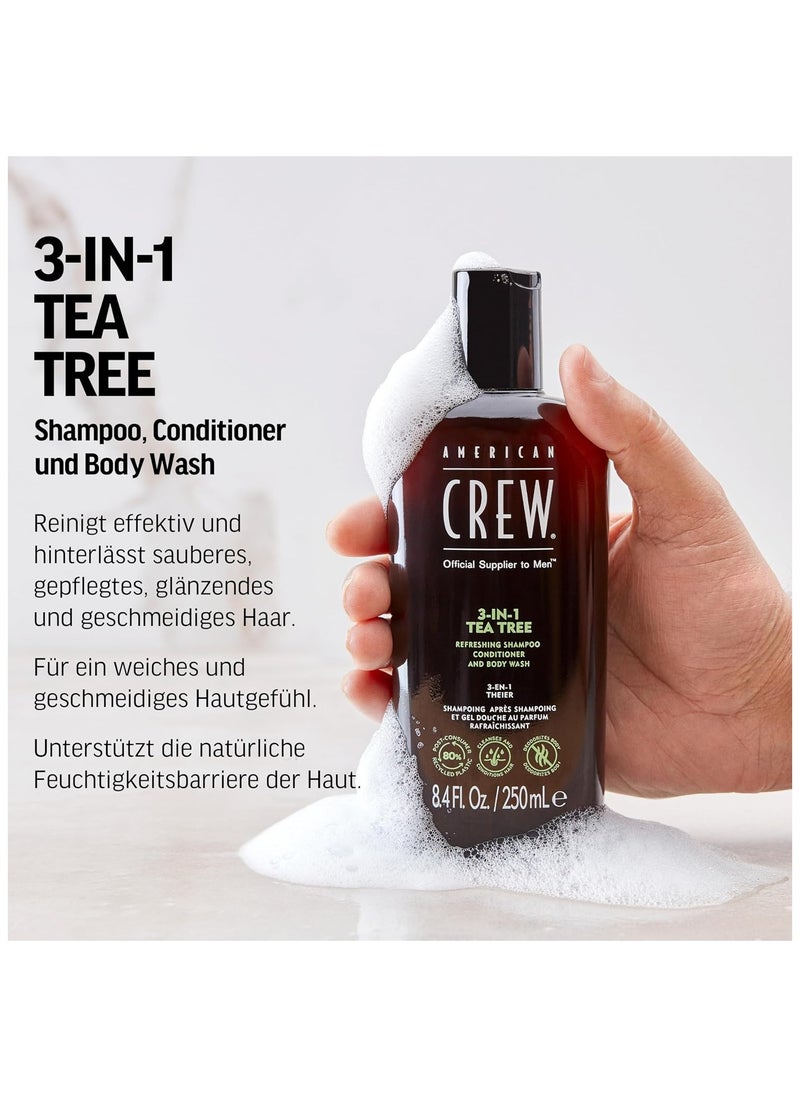 AMERICAN CREW American Crew Tea Tree 3-in-1 Refreshing Shampoo, Conditioner, and Body Wash - 450ml | All-in-One Hair and Body Care  - Image 4