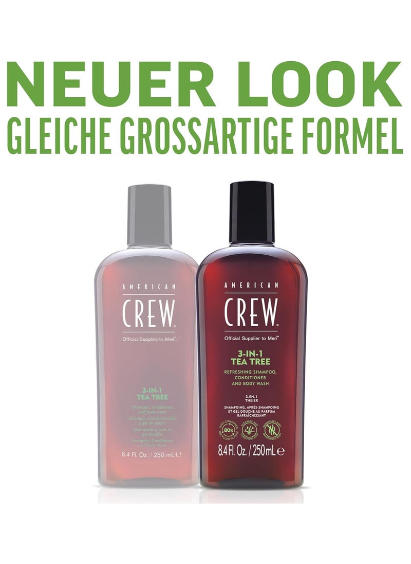 AMERICAN CREW American Crew Tea Tree 3-in-1 Refreshing Shampoo, Conditioner, and Body Wash - 450ml | All-in-One Hair and Body Care  - Image 2