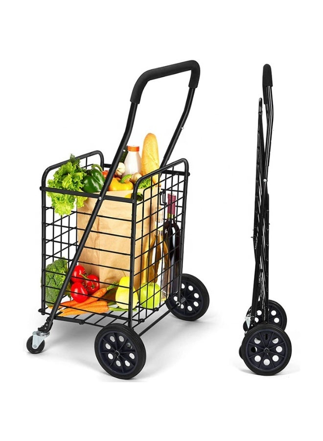 Portable Folding Collapsible Steel Wheeled Trolley Shopping Wagon Cart – Heavy-Duty Metal Frame, Smooth Rolling Wheels, Compact Foldable Design for Grocery, Travel & Home Use - Image 1