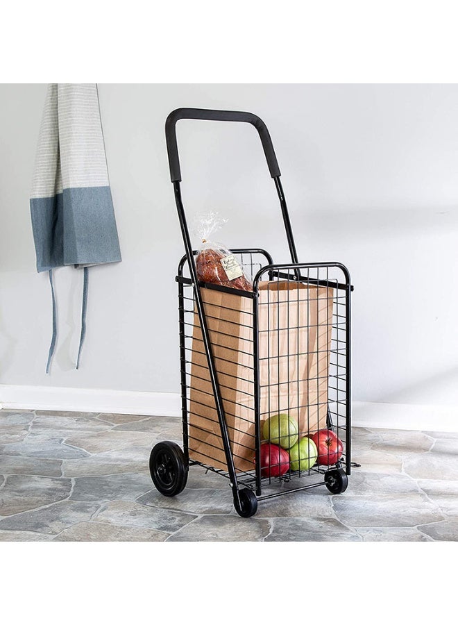 Portable Folding Collapsible Steel Wheeled Trolley Shopping Wagon Cart – Heavy-Duty Metal Frame, Smooth Rolling Wheels, Compact Foldable Design for Grocery, Travel & Home Use - Image 4