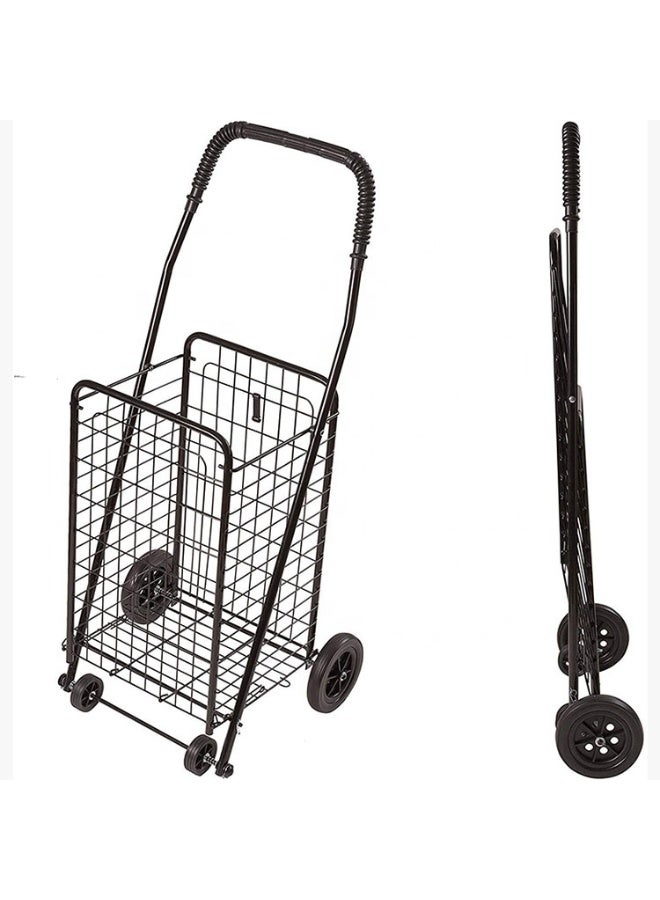 Portable Folding Collapsible Steel Wheeled Trolley Shopping Wagon Cart – Heavy-Duty Metal Frame, Smooth Rolling Wheels, Compact Foldable Design for Grocery, Travel & Home Use - Image 3