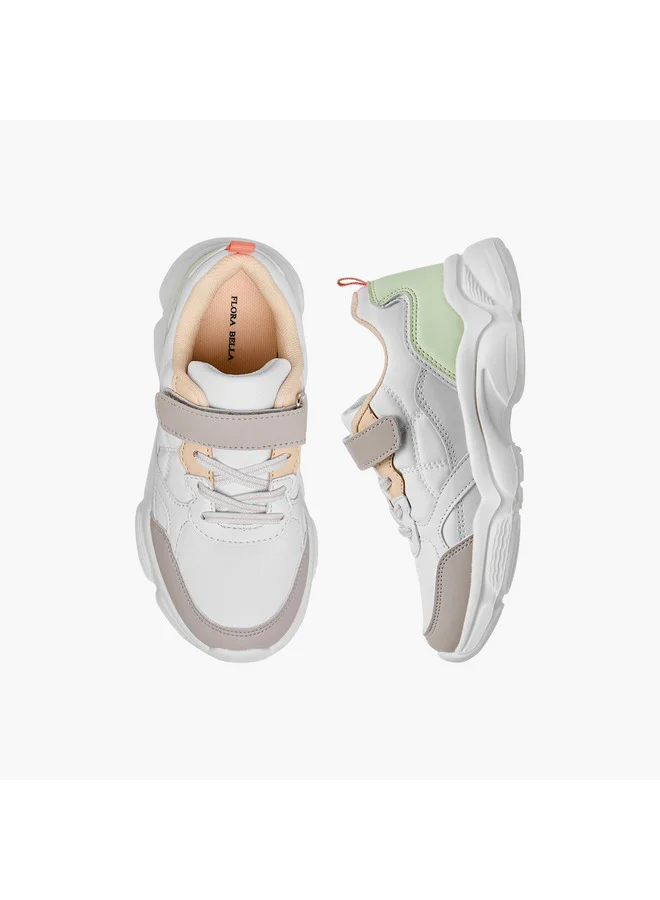 Flora Bella By Shoexpress Girls Colourblock Sneakers with Hook and Loop Closure