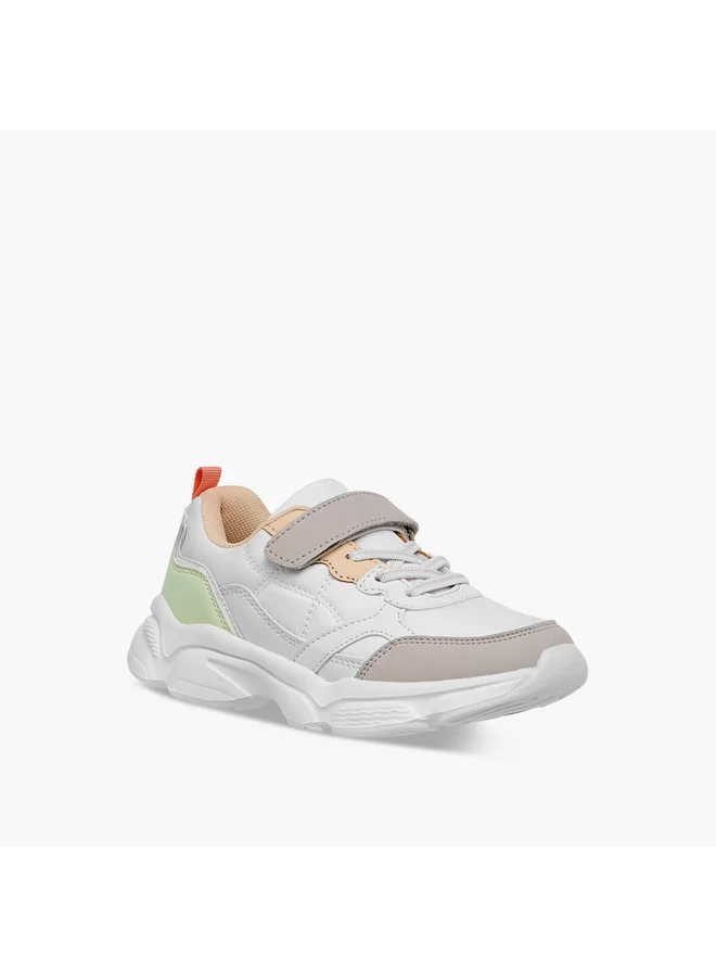 Flora Bella By Shoexpress Girls Colourblock Sneakers with Hook and Loop Closure