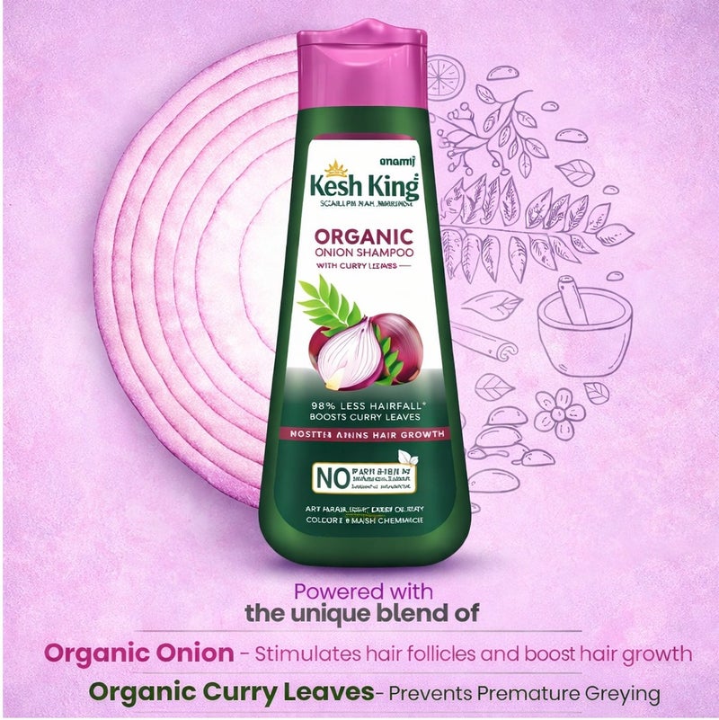 Kesh King Organic Onion Shampoo With Curry Leaves 300ml | Ayurvedic Hair Fall Control Shampoo For Soft Shiny Silky Hair - Image 5