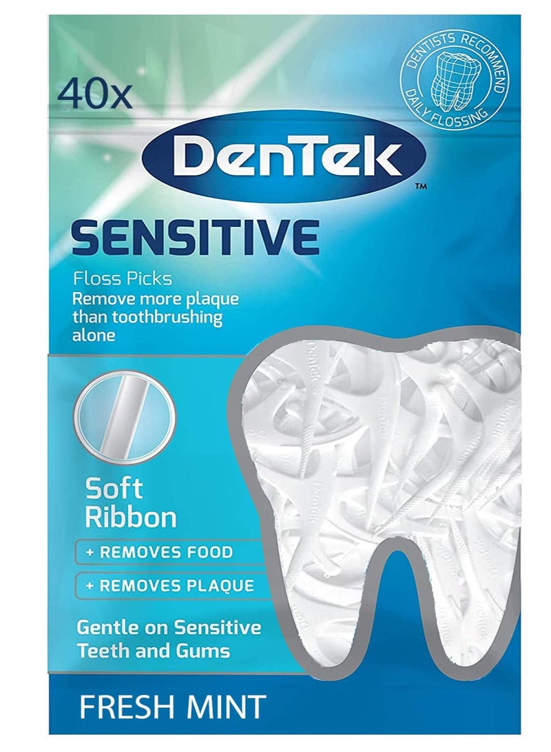 Dentek DenTek Sensitive Clean Dental Floss Sticks for Sensitive Gums  40  - Image 1