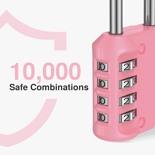 Puroma 1 Pack 2.6 Inch Long Shackle Combination Lock 4 Digit Outdoor Waterproof Padlock for Hasp Locker Lock, Sports Locker, Fence, Gate, Toolbox, Case, Hasp Storage, Cabinets (Rose Pink) - Image 4