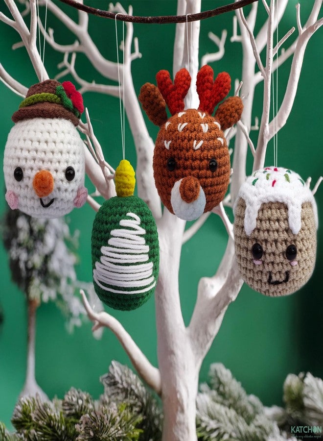 KatchOn Handmade Crochet Christmas Ornaments - Pack of 4 | Desk Christmas Decorations Indoor, Xmas Ornaments, Holiday Decoration | | Winter Party Decorations | Crochet Stocking Stuffers - Image 3