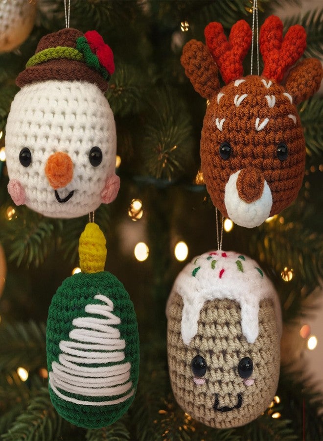 KatchOn Handmade Crochet Christmas Ornaments - Pack of 4 | Desk Christmas Decorations Indoor, Xmas Ornaments, Holiday Decoration | | Winter Party Decorations | Crochet Stocking Stuffers - Image 1