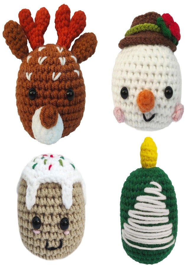 KatchOn Handmade Crochet Christmas Ornaments - Pack of 4 | Desk Christmas Decorations Indoor, Xmas Ornaments, Holiday Decoration | | Winter Party Decorations | Crochet Stocking Stuffers - Image 5