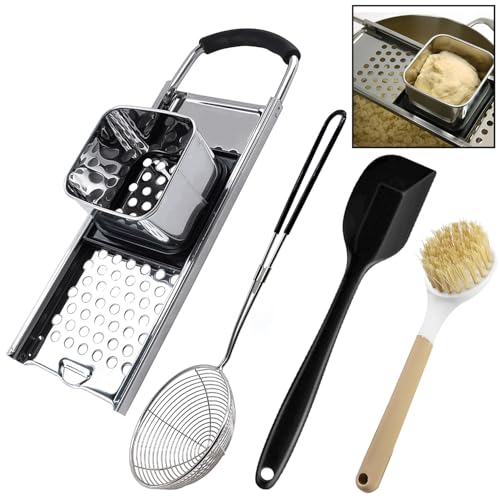 KEISSCO Premium Grade Stainless Steel Spaetzle Maker with Comfort Grip Handle, Stainless Steel Spider Strainer Skimmer Spoon with Cleaning Brush, Homemade German Egg Noodle Dumpling Making Tool Set - Image 1