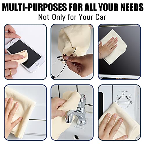 Airlab Chamois Cloth for Car 2 Pack Shammy Towel 24'' x 16'' (2.58 sq ft Each) Super Absorbent Drying Towel Real Leather Lint Free Streak Free Wash Auto Detailing - Image 5