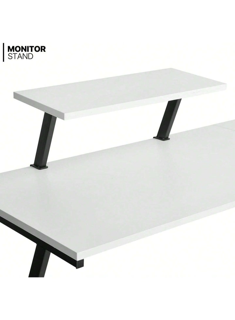 ZUIHAO L Shaped Desk Gaming Table Desk,Home Office Workstation with Large Monitor Stand,White  - Image 4