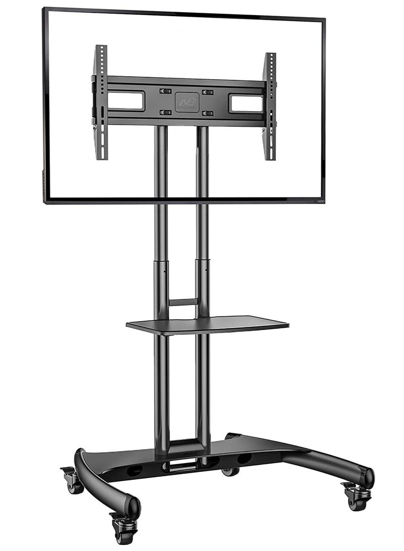 ELTRAZONE Mobile TV Stand With Lockable Wheels For 32-65 Inch TVs Black  - Image 1