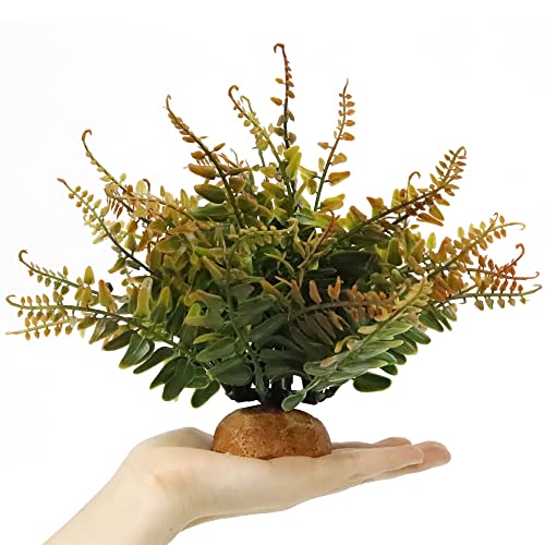WOLEDOE Fake Fall Colors Boston Fern, Reptile Plants for Terrarium, Amphibian Tank Accessories Habitat Decor fit Crested Gecko Leopard Lizard Chameleon Ball Python Snake Frog - Image 3