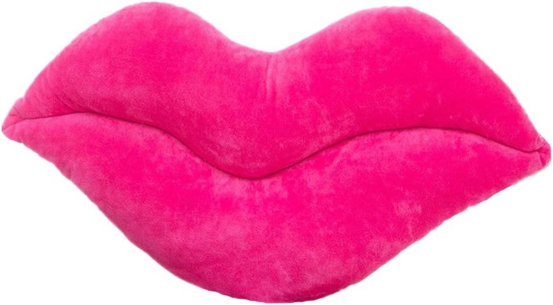 Levinis Hot Pink Lip Shape Throw Pillows Girls Soft Velvet Decorative Reversible Pillow Cushion for Bed Couch Office 23.6 x 13.6 Inch - Image 1