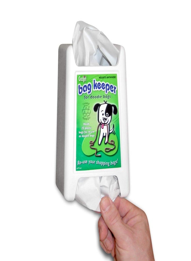 Gadjit Doodie (Dog Poop) Plastic Bag Keeper - Dog Waste Bag Dispenser, Plastic Storage Unit that Holds 20+ Plastic Grocery Bags, Mount on a Wall or Store in a Drawer or Cupboard (White) - Image 1