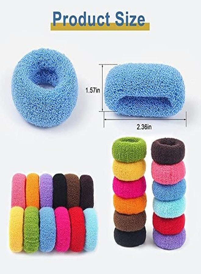 Minta 12 PCS Extra Soft Towel Scrunchies Stretchy Hair Ties Terry Cloth Cotton Elastic Fuzzy Wide Thick Ponytail Holder Seamless Hair Rubber Band Assorted Color Hair Accessories for Women Girl Kids - Image 3