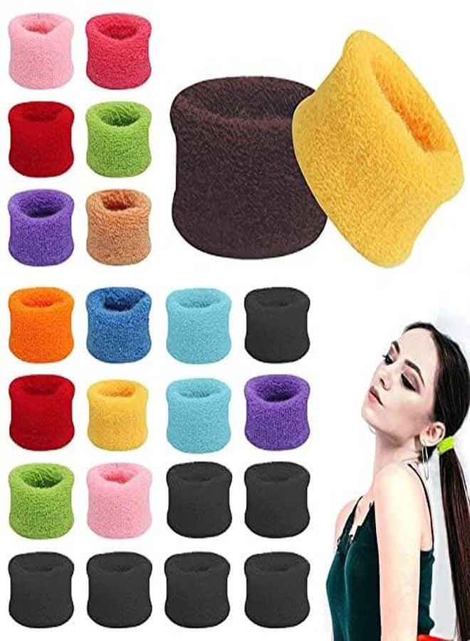 Minta 12 PCS Extra Soft Towel Scrunchies Stretchy Hair Ties Terry Cloth Cotton Elastic Fuzzy Wide Thick Ponytail Holder Seamless Hair Rubber Band Assorted Color Hair Accessories for Women Girl Kids - Image 2