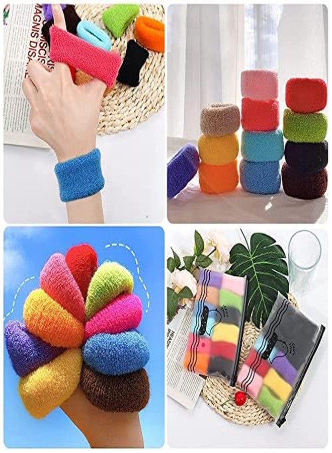 Minta 12 PCS Extra Soft Towel Scrunchies Stretchy Hair Ties Terry Cloth Cotton Elastic Fuzzy Wide Thick Ponytail Holder Seamless Hair Rubber Band Assorted Color Hair Accessories for Women Girl Kids - Image 5