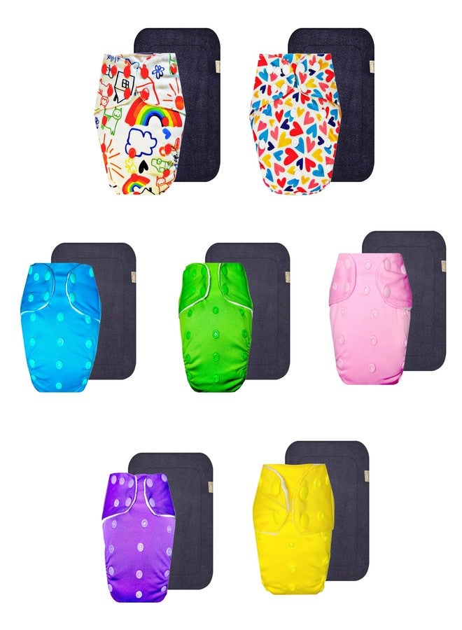 حفاضات دمبلدو القماشية الممتازة مع حشوة رمادية (عبوة من 7) | ناعمة ولطيفة | وسادة ماصة بست طبقات | سريعة الجفاف | موثوق بها من قبل الأمهات | من 3 أشهر إلى 3 سنوات | للجنسين - Image 1