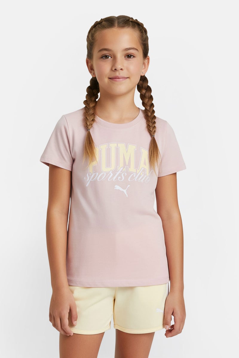 PUMA Kids Girl 2 Pcs Sportswear Fit Short Sleeve Top And Bottom Outdoor Set, Multicolor - Image 1