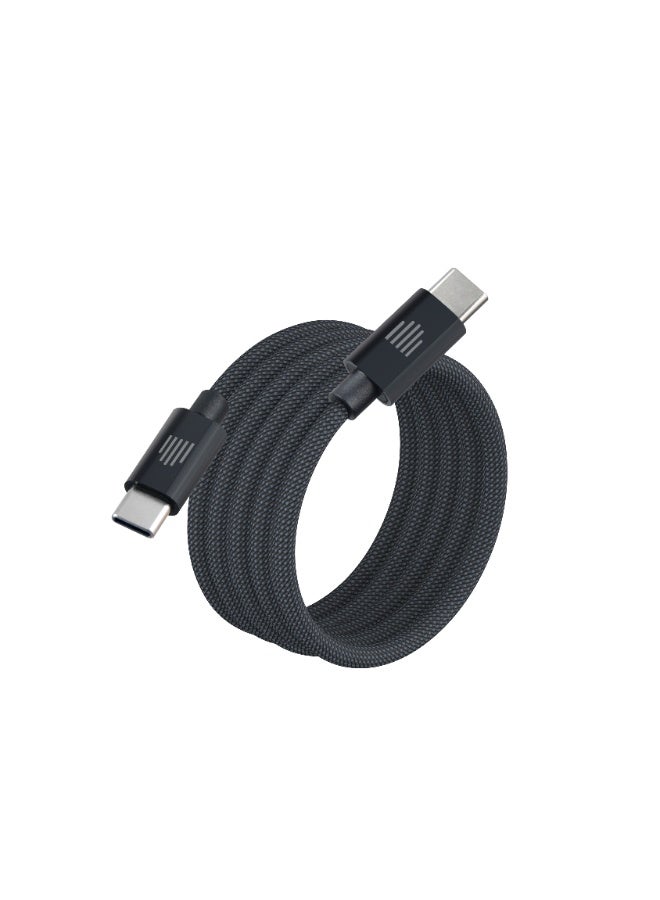 DVICED USB-C to USB-C magnetic braided cable 1.25m - Black - Image 1