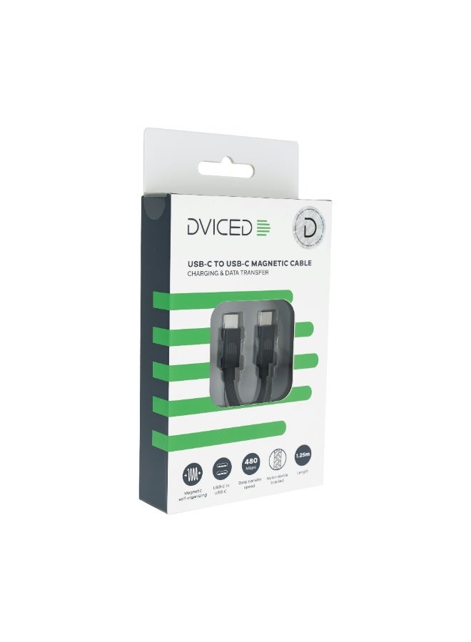 DVICED USB-C to USB-C magnetic braided cable 1.25m - Black - Image 2