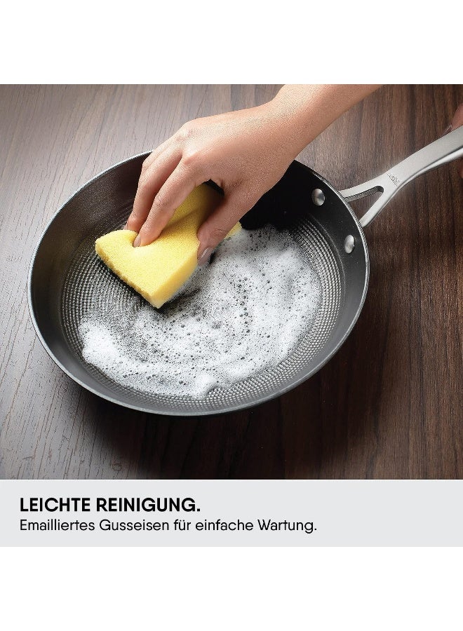 Stahl مقلاة حديد زهر من ستال مع مقبض، خفيفة الوزن، لجميع أنواع المواقد، مقاومة للصدأ، سوداء، بدون غطاء، قطر 28 سم، 2.3 لتر (لـ 6 أشخاص) - Image 5