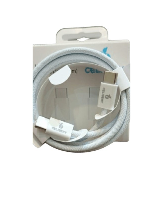 CELIBERY - USB C to USB C Fast Charging Cable 60W 1 Meters with USB A Adapter, 20V/3A 180° Rotating Fast Charge Cable, Nylon Braided Fast Charging Cord Type C Compatible with MacBook Pro Air, iPad Pro, Samsung - Image 1