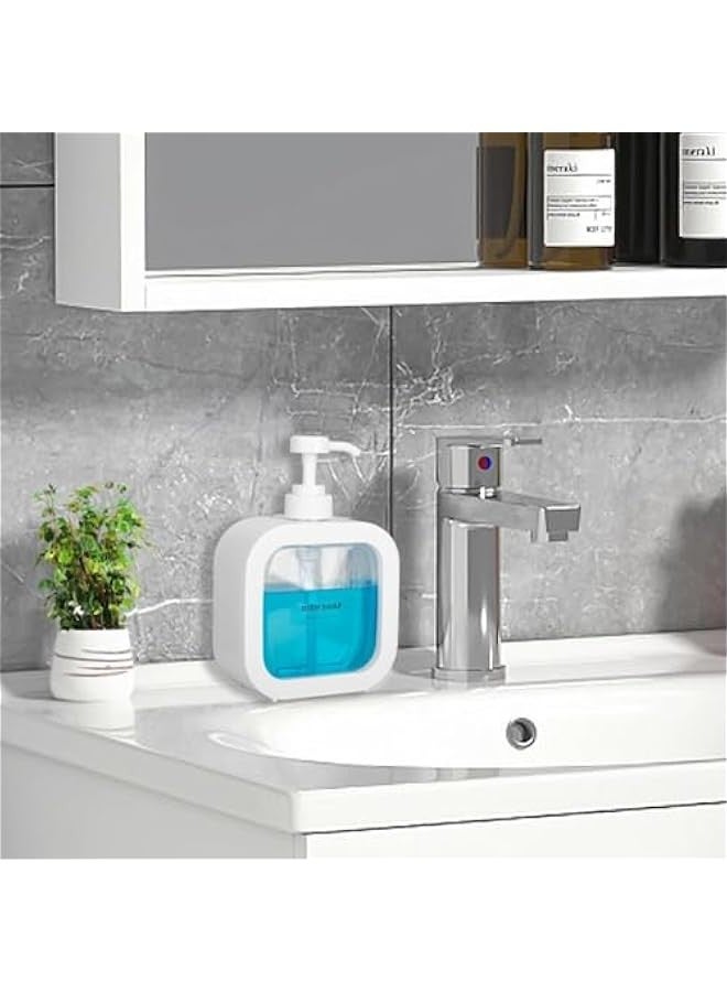 تراسل اي بين موزع صابون لليدين للحمام، موزع صابون اطباق عصري لحوض المطبخ، موزع صابون بلاستيكي صغير مع مضخة وملصقات (ابيض (300 مل + 500 مل)) - Image 4