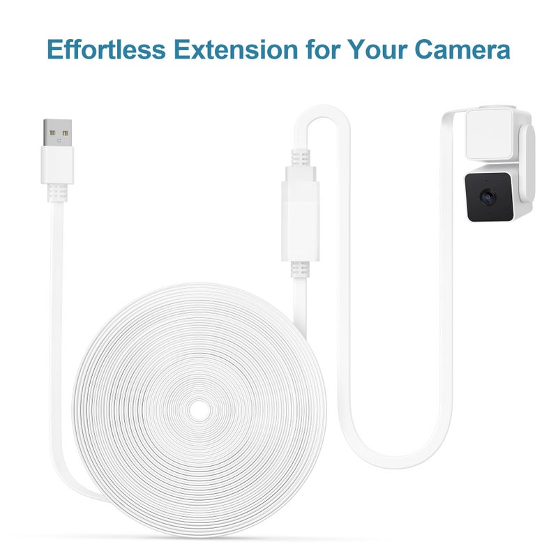 Itramax USB Extension Cable White Flat 10FT 2Pack Compatible with WYZE Cam V4 V3 V2,OG,USB Extender Wire Long Cord for Google Nest Camera,Ring,Blink Mini 2,XT,Outdoor Indoor Weatherproof Power Cable - Image 4