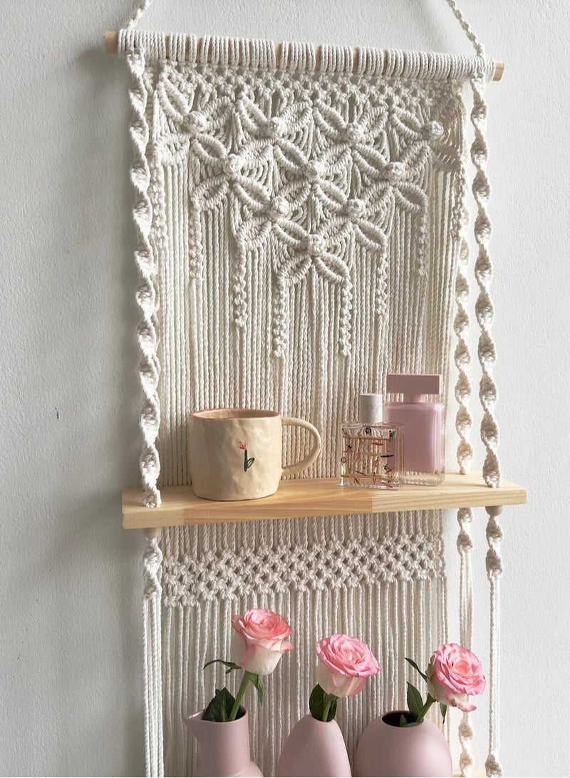 Antikiano Wall Hanging - Handmade macrame hanging shelf with an elegant boho design - Image 2