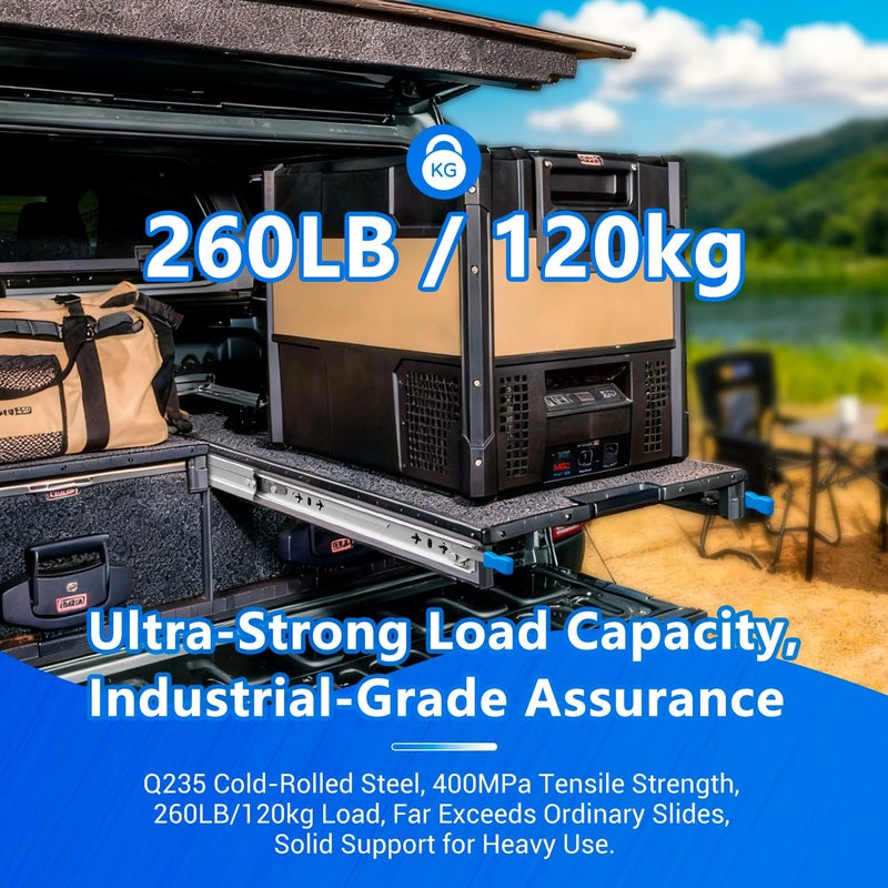 VAGUDE with Lock Heavy Duty Drawer Slides 12 14 16 18 20 22 24 26 28 30 32 34 36 40 44 48 52 56 60 Inch 500 Lbs Side Mount Full Extension Ball (Load:250 lb (with Lock) -W:53mm, 12 Inch) - Image 3
