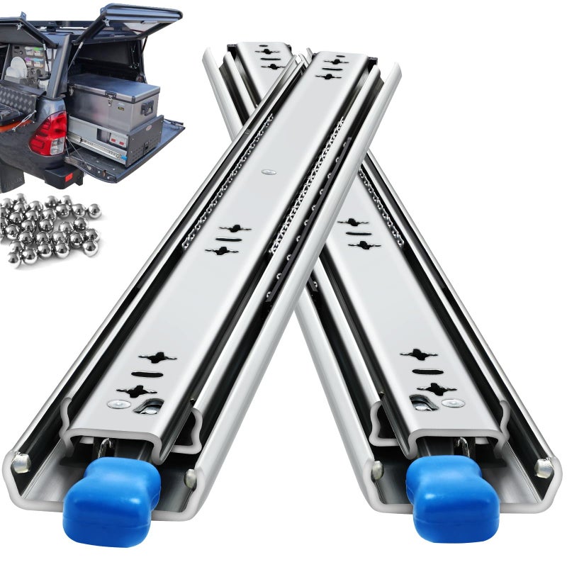 VAGUDE with Lock Heavy Duty Drawer Slides 12 14 16 18 20 22 24 26 28 30 32 34 36 40 44 48 52 56 60 Inch 500 Lbs Side Mount Full Extension Ball (Load:250 lb (with Lock) -W:53mm, 12 Inch) - Image 1