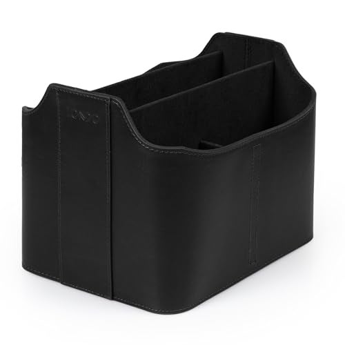 Londo PU Leather Remote Control Holder, Office Supplies Desk Organizer with Tablet Slot, Makeup Brush and Utensils Cube, Large Capacity Desk Caddy With 5 Compartments - Image 1