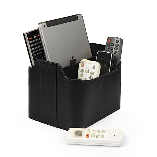Londo PU Leather Remote Control Holder, Office Supplies Desk Organizer with Tablet Slot, Makeup Brush and Utensils Cube, Large Capacity Desk Caddy With 5 Compartments - Image 2