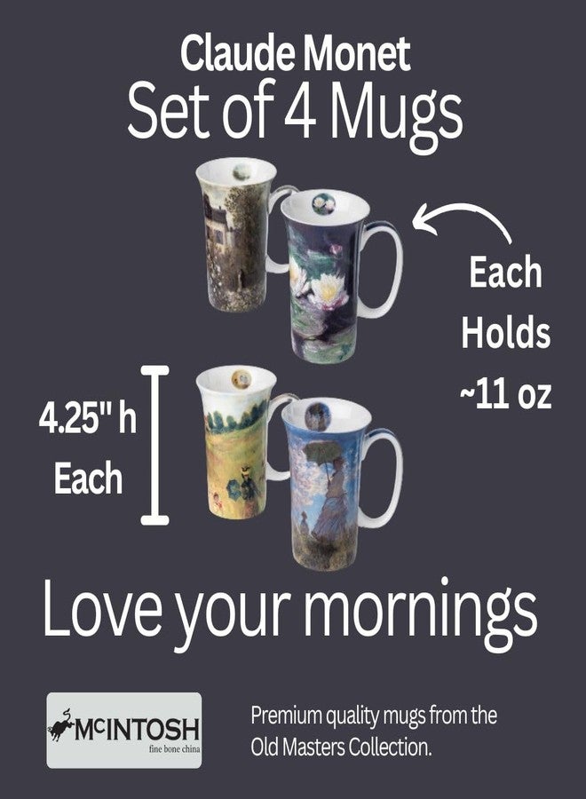 McIntosh Old Master Claude Monet Fine Bone China Set of 4 Mugs (11 oz) - Image 4