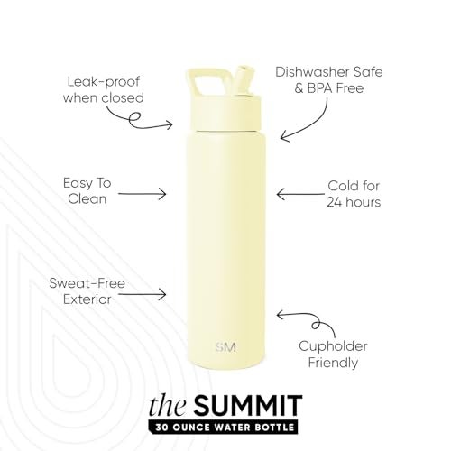Simple Modern Water Bottle with Straw Lid Vacuum Insulated Stainless Steel Metal Thermos Reusable Leak Proof BPAFree Flask for Sports Gym Summit Collection 30oz Buttercup - Image 3