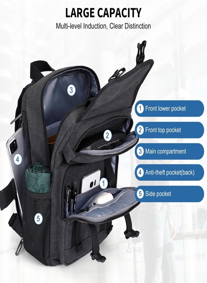 WITZMAN Sling Bag for Men Canvas Vintage Travel Crossbody Shoulder Bags Casual Large Chest Bag with USB Charging Port(A8019 Black) - Image 3