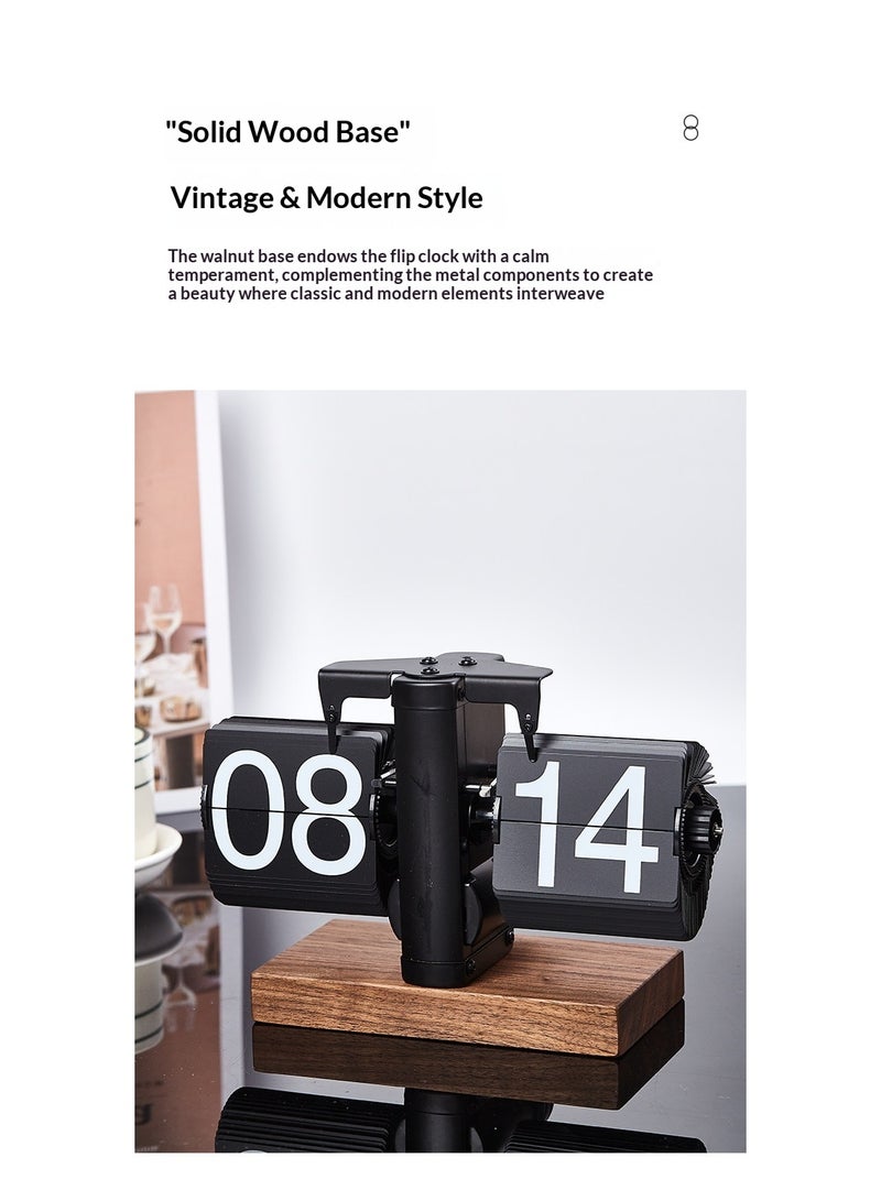 Miaoke New Retro Solid Wood Mechanical Flip-Page Clock - Unique Desktop Decorative Timepiece - Image 5