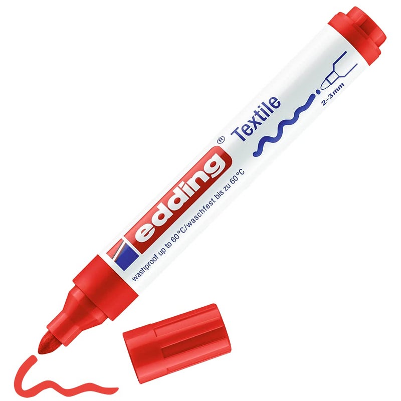 edding 4500 textile marker  red  1 pen  round nib 23 mm  permanent fabric markers for drawing on textiles washresistant up to 60 C  marker pens for fabric lettering