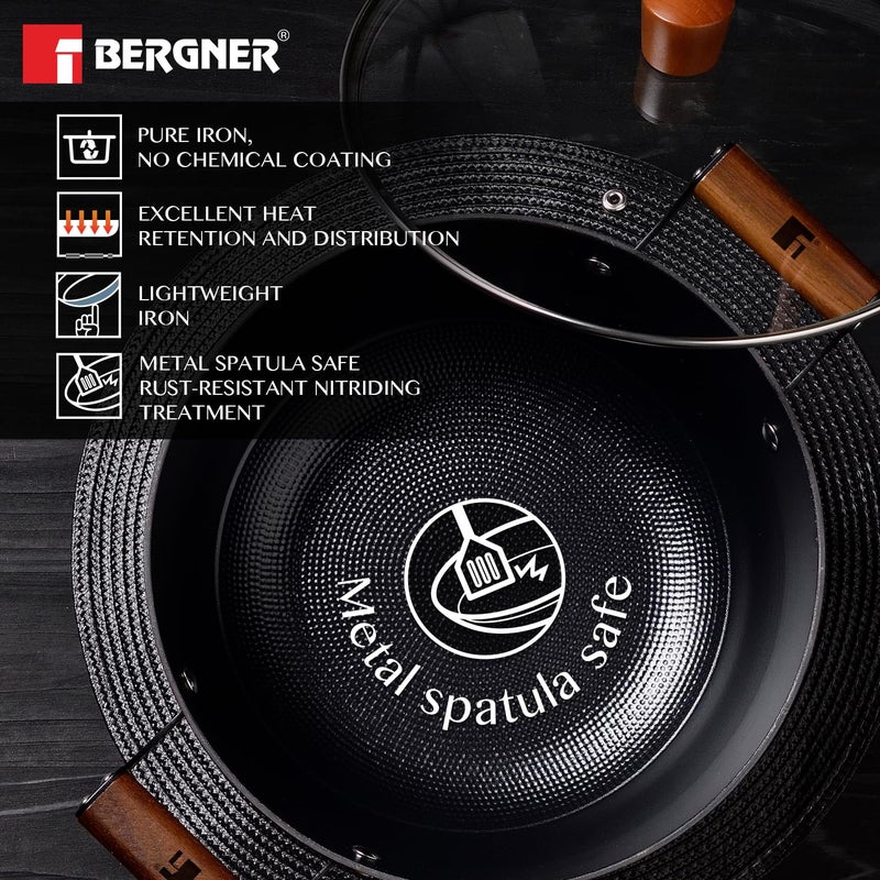 BERGNER Bergner Odin 24cm 38 Liters Cast Iron Casserole with Glass Lid Biryani Handi Pot For Cooking Heavy Bottom Lightweight and Rust Proof Coating Enamel Finish Induction Bottom and Gas Stove Ready - Image 5