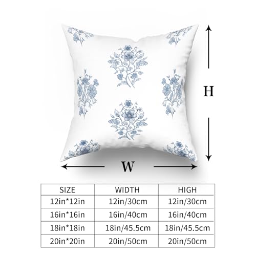 Giwawa Blue Floral Pillow Covers 18x18 Inch Blue and White Throw Pillow Covers Set of 2 Chinoiserie Pillow Cases Decorative Vintage Flower Cushion Covers for Sofa Bed Living Room Home Decor - Image 3