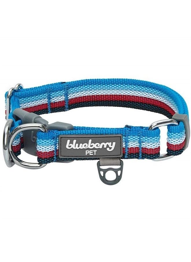 Blueberry Pet Multi-Colored Stripe Adjustable Dog Collar, Olive, Large, Neck 18"-26"  - Image 1