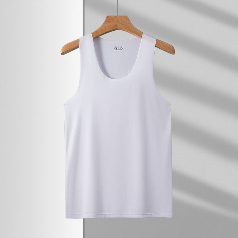 general Men's Ice Silk V-Neck Vest Sleeveless Body Sculpting Fit Summer Slim - Image 1